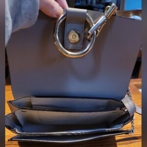 CHLOE Suede Calfskin Small Faye Shoulder Bag Motty Grey